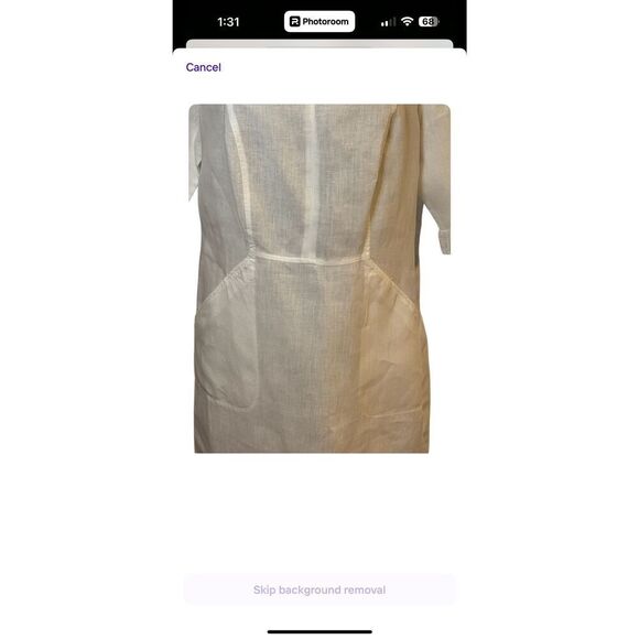 Boden White Linen Frill Cuff Dress Sz. 14 Lightweight Packable Classic - Picture 5 of 13